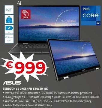 Exellent Asus zenbook 15 UX564PH-EZ012W-BE aanbieding