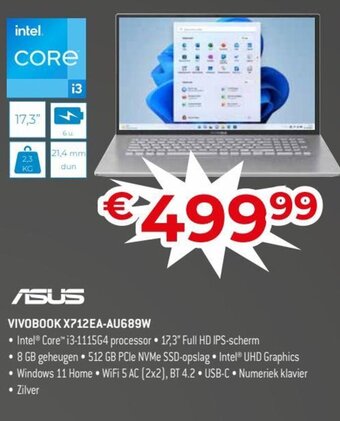 Exellent Asus vivobook X712EA-AU689W aanbieding
