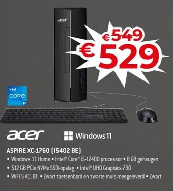 Exellent Acer aspire XC-1760 (15402 BE) aanbieding