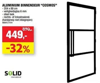 Hubo Aluminium binnendeur cosmos aanbieding