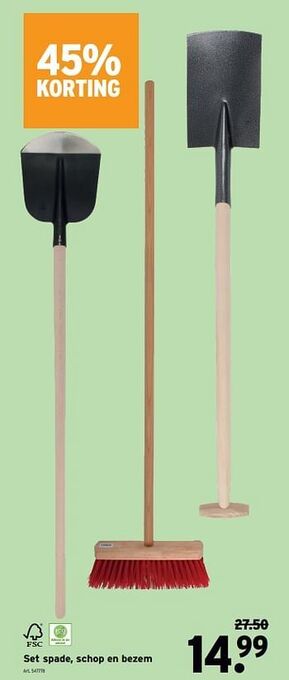 GAMMA Set spade, schop en bezem aanbieding