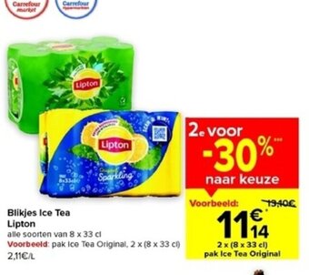 Carrefour Market Lipton Blikjes Ice Tea aanbieding