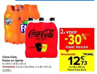Carrefour Market Coca-Cola, Fanta en sprite 6 x 50cl of 8 x 50cl aanbieding