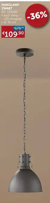 Zelfbouwmarkt Hanglamp Zwart Art. 124080 30 cm aanbieding