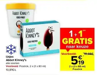 Abbot Kinney's IJsjes 1+1 Gratis
