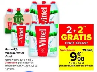 Carrefour Market Vittel Natuurlijk Mineaalwater 2+2 Gratis aanbieding