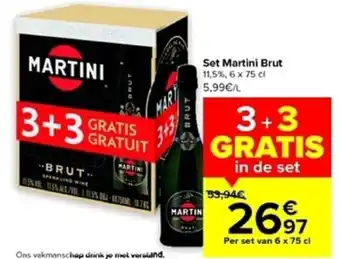 Carrefour Market Set Martini Brut 3+3 Gratis aanbieding