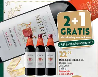 Louis Delhaize Medoc Cru Bourgeois Chateau Meric 2016-2018 3x75cl , 2+1 Gratis aanbieding