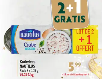 Nautilus Krabvlees Pack 3 x 105g , 2+1 Gratis