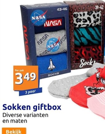 Action Sokken Giftbox 3 Paar aanbieding