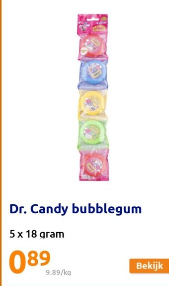 Action Dr. Candy Bubblegum 5 x18gram aanbieding