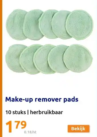 Action Make-up Remover Pads 10 Stuks aanbieding