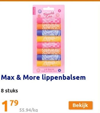 Action Max & More Lippenbalsem 8 Stuks aanbieding
