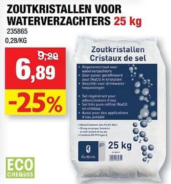 Hubo Zoutkristallen voor waterverzachters 25 kg aanbieding