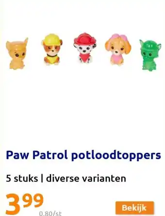 Action Paw Patrol Potloodtoppers 5 Stuks aanbieding