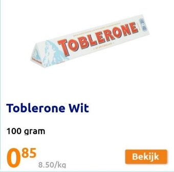 Action Toblerone Wit 100gram aanbieding