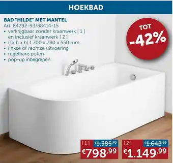 Hoekbad Bad "Hilde" Met Mantel Art. 84292-93/38414-15