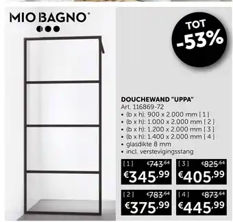 Zelfbouwmarkt Douchewand "Uppa" Art. 116869-72 aanbieding