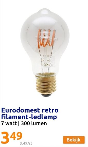 Action Eurodomest Retro Filament-Ledlamp 7 Watt 300 Lumen aanbieding