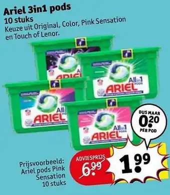 Kruidvat Ariel 3in1 pods aanbieding