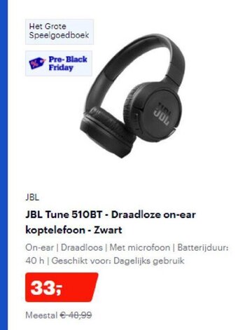 Bol.com JBL tune 510BT - draadloze on-ear koptelefoon - zwart aanbieding