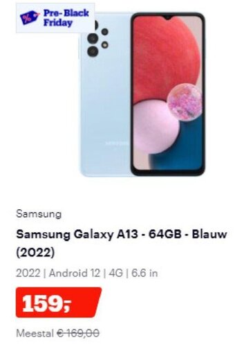 Bol.com Samsung galaxy A13 - 64gb - blauw (2022) aanbieding