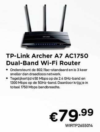 CompuDeals Tp-link archer a7 ac1750 dual-band wi-fi router aanbieding