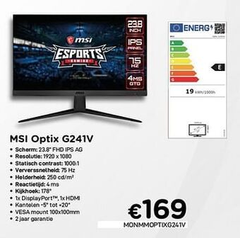 CompuDeals Msi optix g241v aanbieding