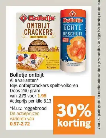 Albert Heijn Bolletje ontbijt 30% korting aanbieding