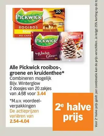 Albert Heijn Alle pickwick rooibos- groene en kuidenthee aanbieding