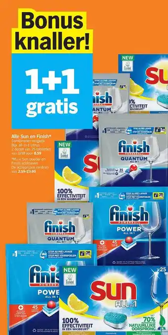 Albert Heijn Alle sun e finish 1+1 gratis aanbieding