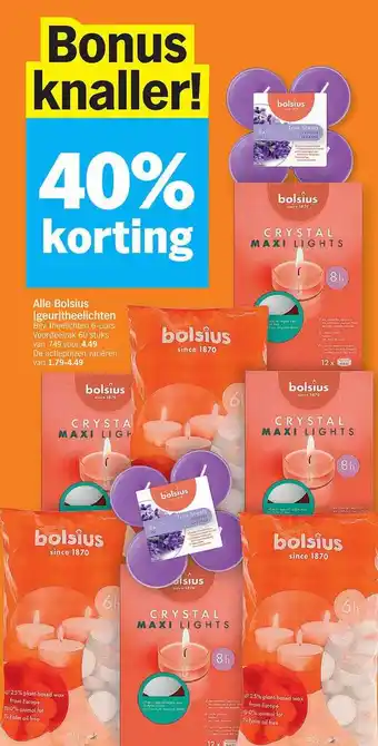 Albert Heijn Alle bolsius 40% korting aanbieding