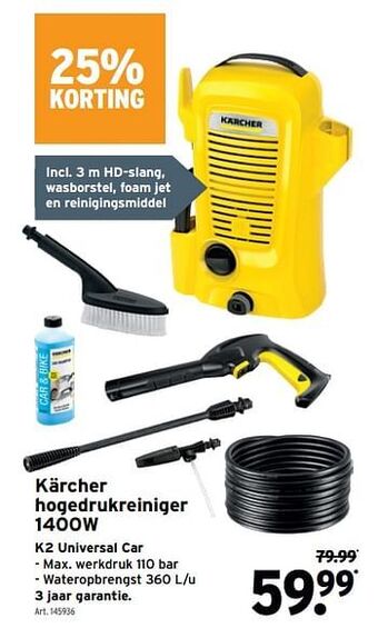 GAMMA Kärcher hogedrukreiniger k2 universal car aanbieding