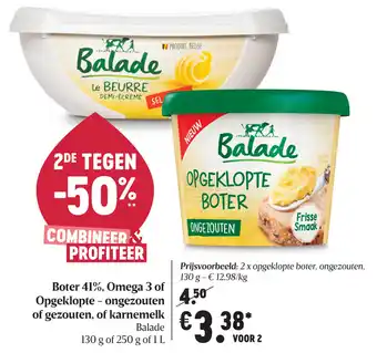 Delhaize Boter 41%, Omega 3 of Opgeklopte- ongezouten of gezouten, of karnemelk aanbieding