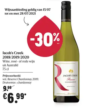 Delhaize Jacob's Creek 2018/2019/2020 aanbieding