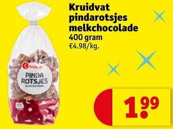 Kruidvat Kruidvat pindarotsjes melkchocolade aanbieding