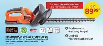 Brico Heggenschaar op accu gtc1845l20-qw black+decker aanbieding