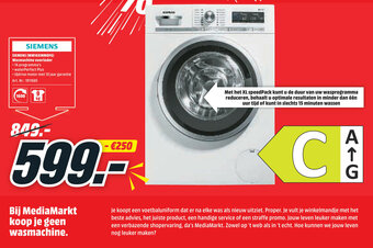 MediaMarkt Siemens (WM16XMM0FG) Wasmachine voorlader aanbieding