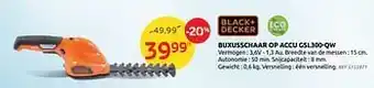 Brico Buxusschaar op accu gsl300-qw black+decker aanbieding