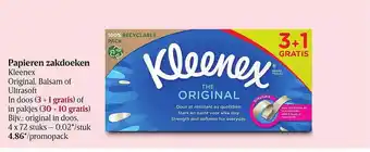 Delhaize Papieren zakdoeken kleenex original balsam of ultrasoft in doos in pakjes aanbieding