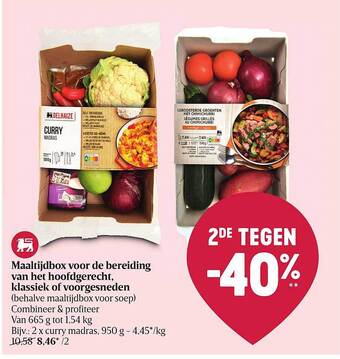 Delhaize Maaltijdbox voor de bereiding van het hoofdgerecht klassiek of voorgesneden aanbieding