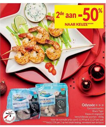 Intermarché Odyssée garnaalstaarten black tiger rauw en ongepeld aanbieding