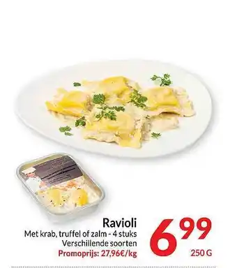 Intermarché Ravioli met krab truffel of zalm aanbieding