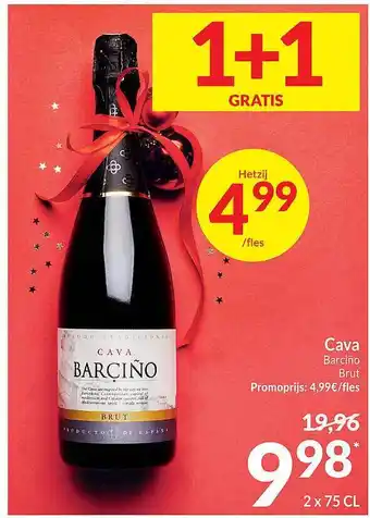 Intermarché Cava barciño brut 1+1 gratis aanbieding