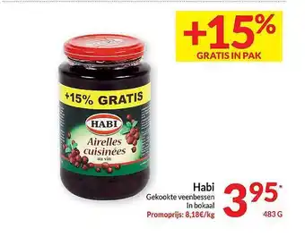 Intermarché Habi gekookte veenbessen in bokaal aanbieding