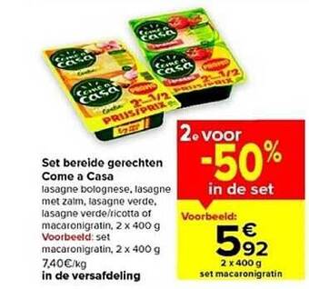 Set bereide gerechten come a casa