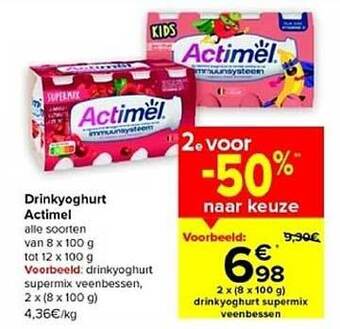 Carrefour Drinkyoghurt actimel aanbieding