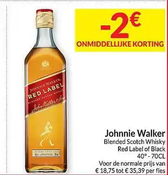 Johnnie walker blended scotch whisky red label of black