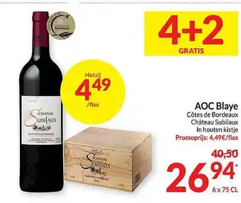 Intermarché Aoc blaye côtes de bordeaux château subilaux aanbieding