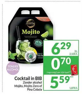 Intermarché Cocktail in bib zonder alcohol mojito mojito zero of pina colada aanbieding